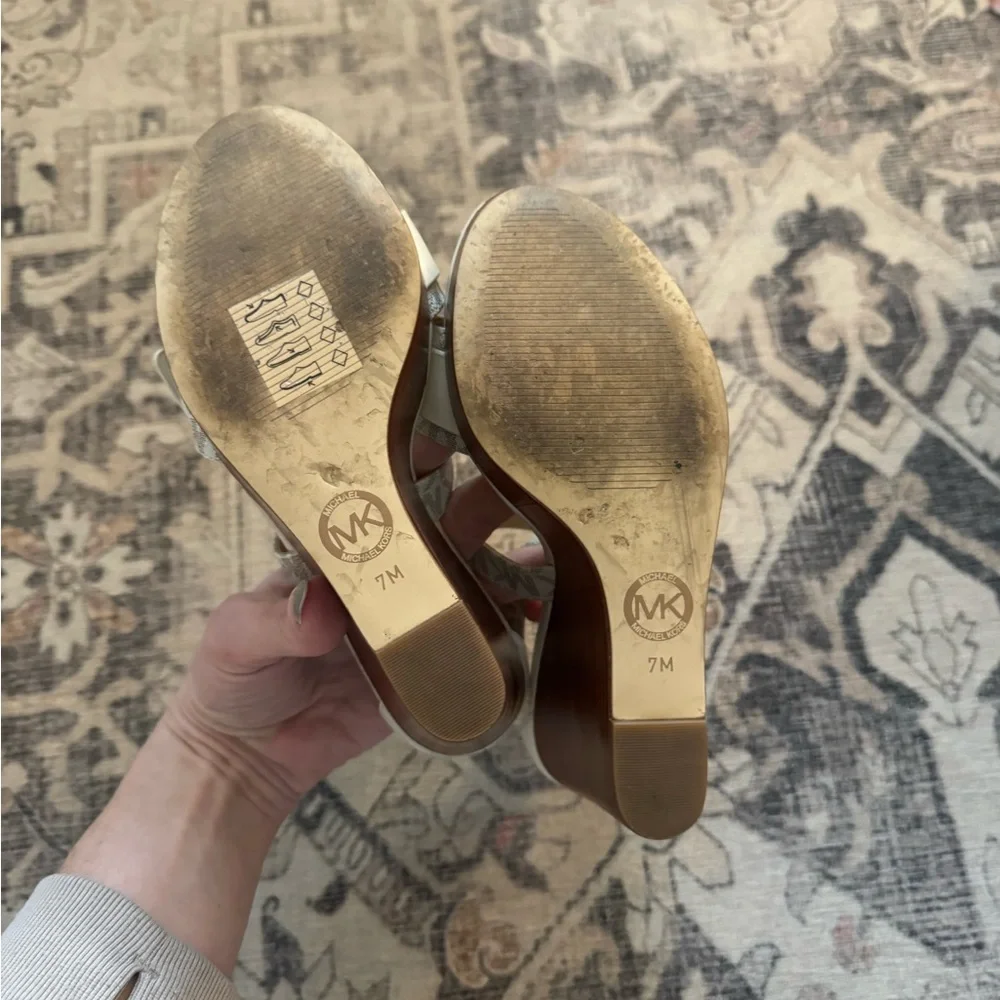 Michael Kors Carmen Logo & Faux Leather Wedge Sandal - Picture 4 of 8